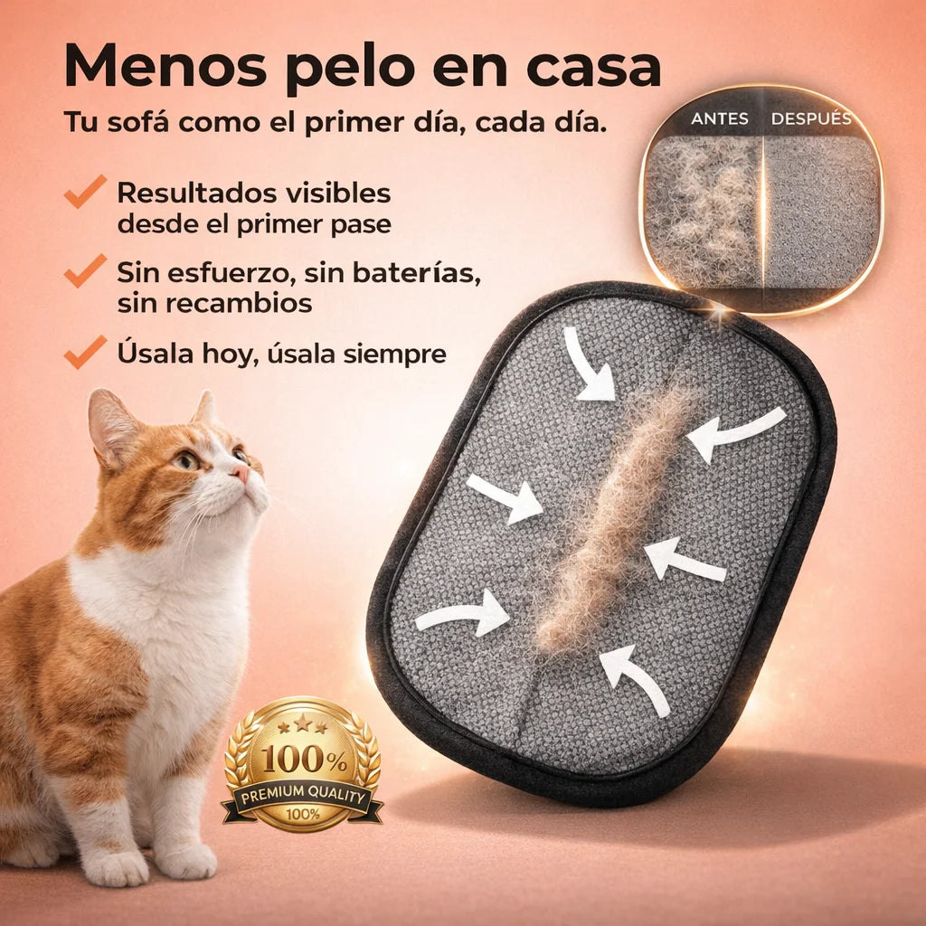 ¡Elimina el pelo de tu mascota en segundos! Manopla Quitapelos PetHair Off™ + Pelota Antiestres GRATIS