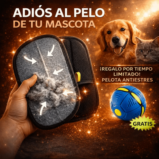 ¡Elimina el pelo de tu mascota en segundos! Manopla Quitapelos PetHair Off™ + Pelota Antiestres GRATIS